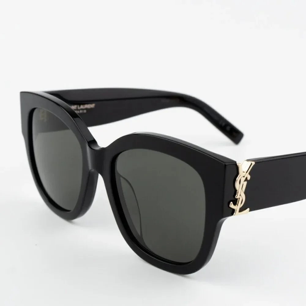 NEW Saint Laurent  SLM95/F 001 Black Grey Oversized Cat Eye Women Sunglasses
